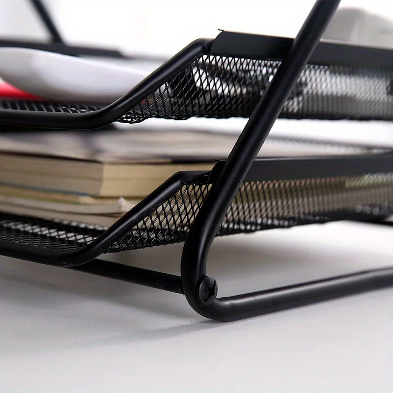 Tieyi three-layer file tray office supplies desktop A4 metal storage management rack iron mesh multifunctional file rack desk organizer storage organizer file folder organizer