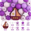 30Pcs/Set Silicone Beads Set Baby Cartoon Sailboat Star Round Shape Teething Beads Teether DIY Pacifier Clips Chian Accessories 2