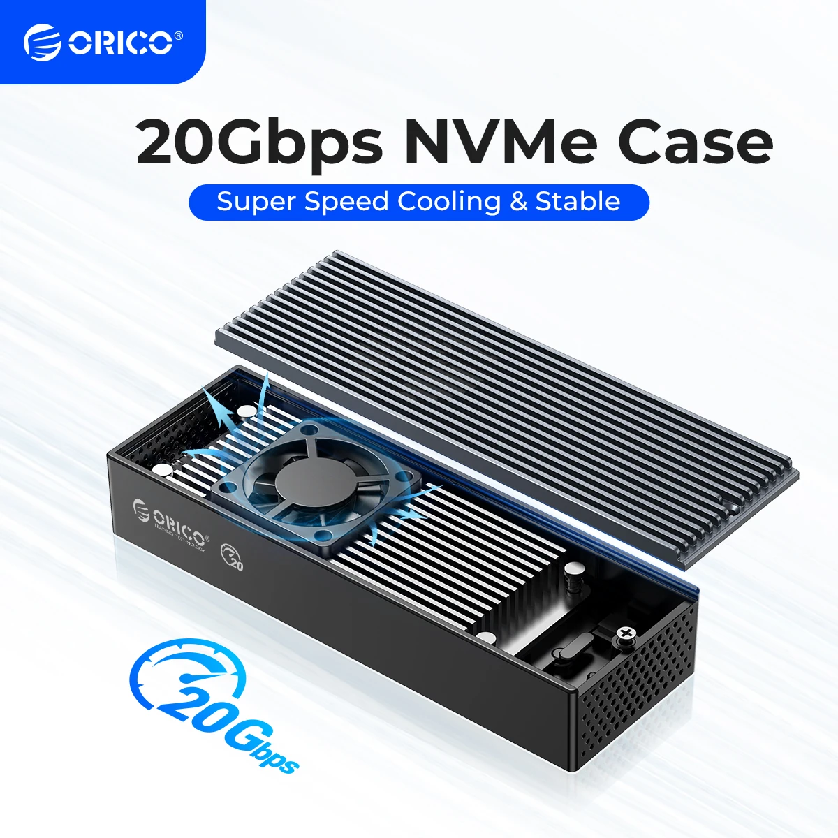 ORICO 20Gbps M 2 NVME SSD Case Built in Cooling Fan Type C M2 PCIE SSD jpg