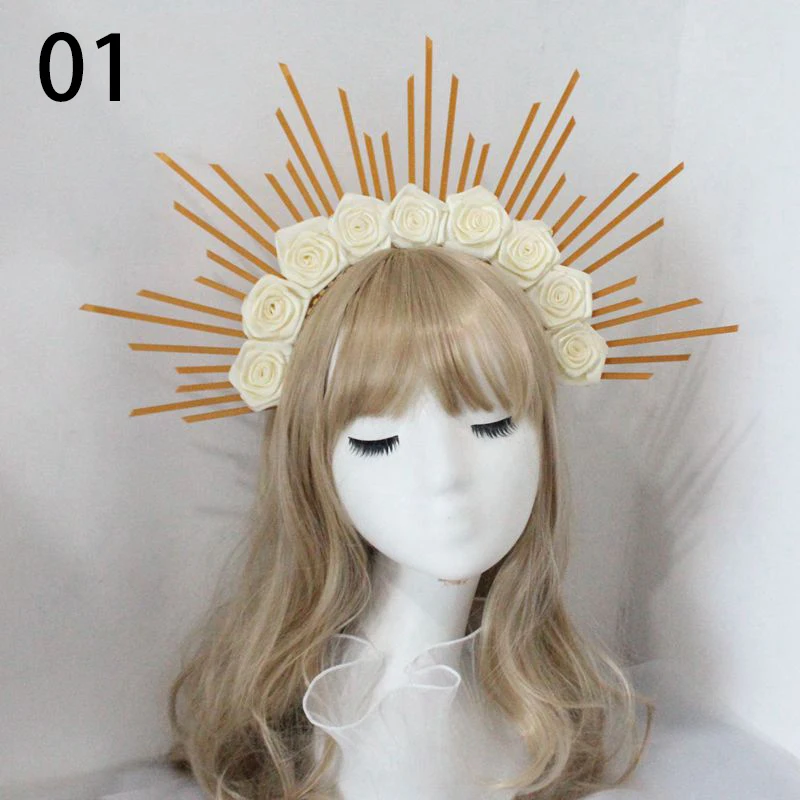 Diy Kit Festival Rose Flower Halo Crown Sunburst Patron Saint Virgin Birthday Headdress Mary Headlights Wedding