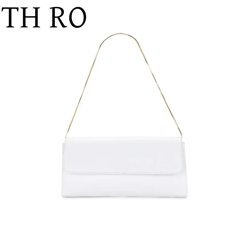 TH RO 2024 Women's Bag Magnetic Buckle Closed Leather Underarm Ultra fine Chain Commuter Handheld Shoulder Bag