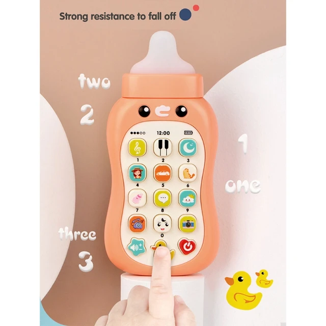 Intelligent Education Cell Phone Musical Bottle Toy, Baby Nibble Pacifier Simulation Bottle for 1+ Years Old Boys Girls 3
