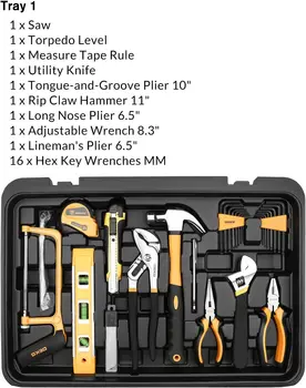 DEKO 258 Piece Tool Kit with Rolling Tool Box Socket Wrench Hand Tool Set Mechanic Case Trolley Portable 2