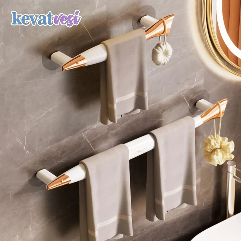 

Luxury Towel Shelf Wall- mounted Bathroom Shelves Fish Shape Towel Rack Punch free Towel Holder Hanger Toilet Bathroom Organizer