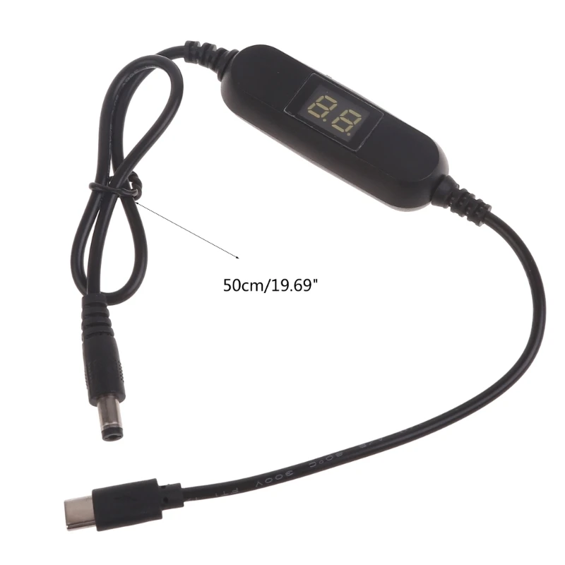 USB C to 2V 3V 4.5V 6V 8V 12V 5.5x2.1mm Adjustable Voltages Cable charging cable,usb charging cable with LED Voltmeter for radio light fan toy clock