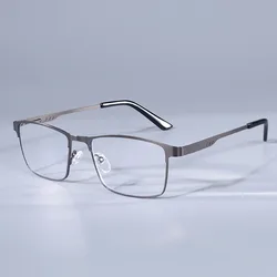 Anti Blue Light Men's Square Metal Frame Reading Glasses - +275 (Gray)
