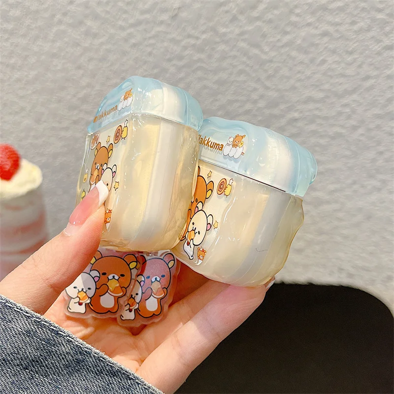Cute Kawaii Rilakkuma Bear Soft Earphone Protective Case with Pendant Cover