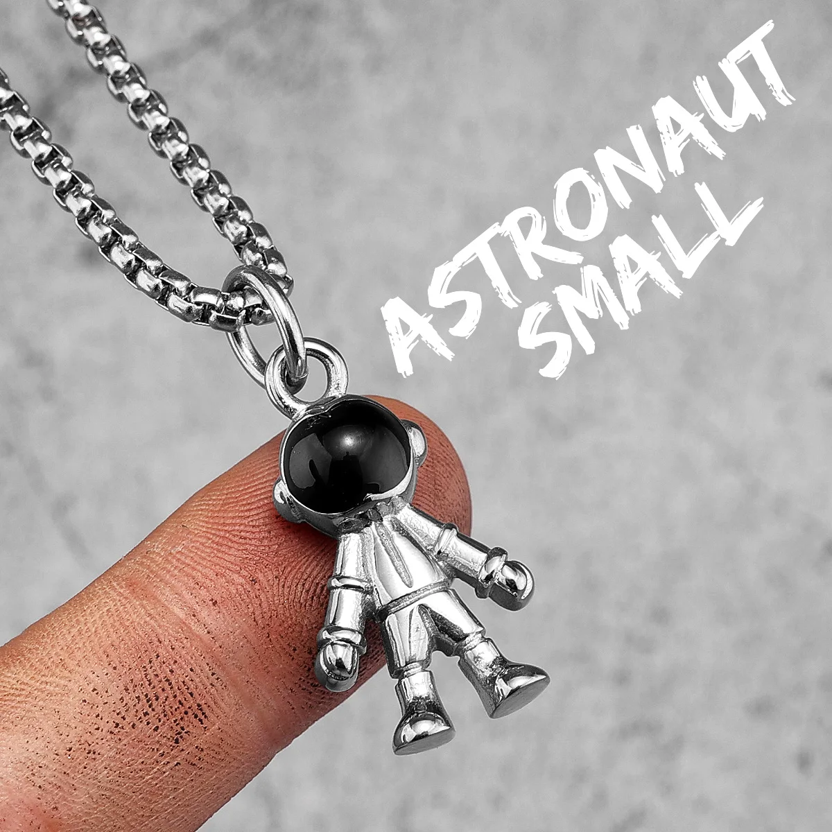 Astronaut Necklace Silver Pendant For Men Women Stainless Steel