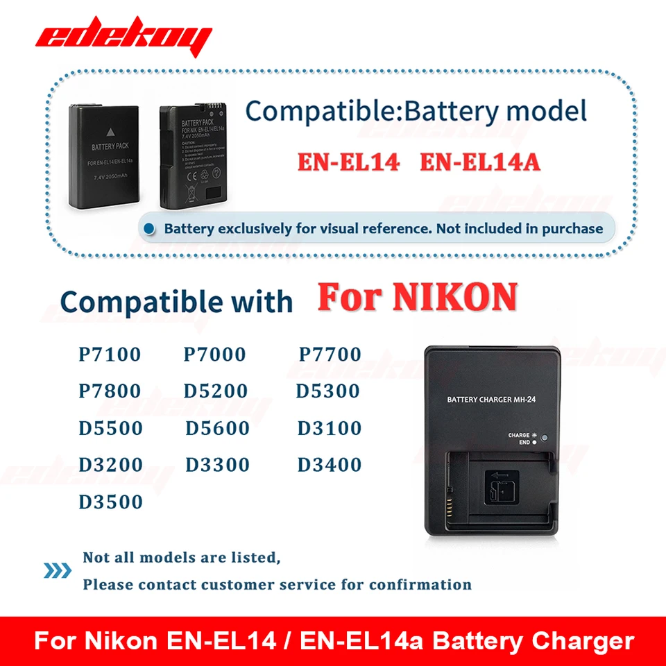 MH-24 oplader voor EN-EL14 EN-EL14A accu compatibel met Nikon D3100