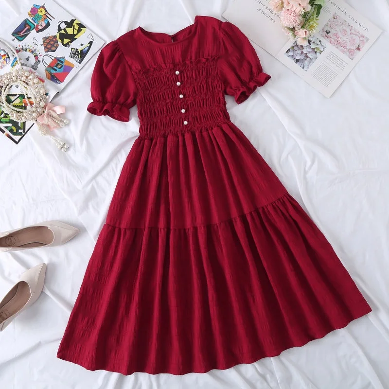 

Ladies temperament waist waist French ruffle dress