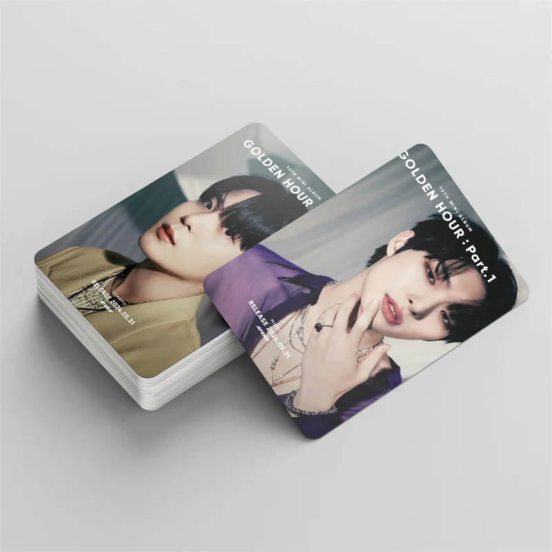KPOP ATEEZ New Album GOLDEN HOUR : Part.1 LOMO Card Hongjoong Yeosang San Seonghwa Girl Gift Postcard Photo Card 55pcs/set album cards,lomo cards,bookmark postcard