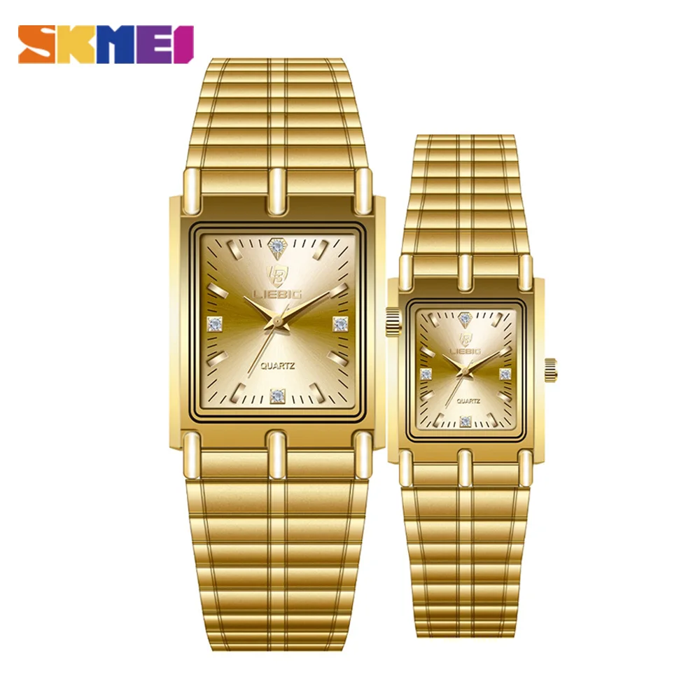 2022 Luxury Gold Steel Bracelet Wristwatches Female Male Clock Golden Quartz Watch For Men Women Watches relogio masculino L1018