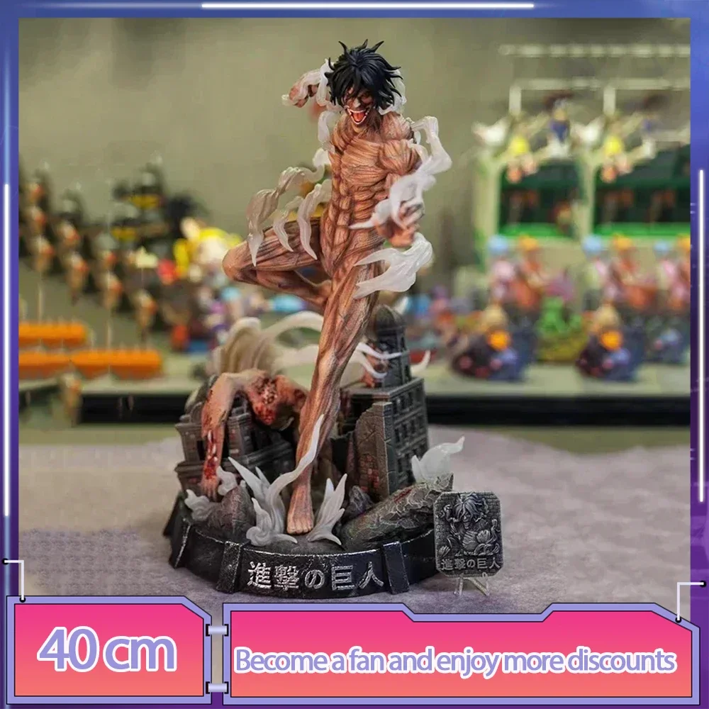 

40cm Attack On Titan Anime Figure Eren Jaeger Action Figures Jaeger Survey Corps Figurine Model Pvc Gk Statue Toys Kids Gifts