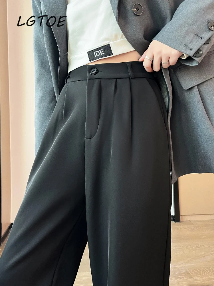 Autumn Winter High Waist Suit Pants for Women Floor-Length Loose Warm  Trousers Office Casual Straight Korean Wide Leg Pants 2023