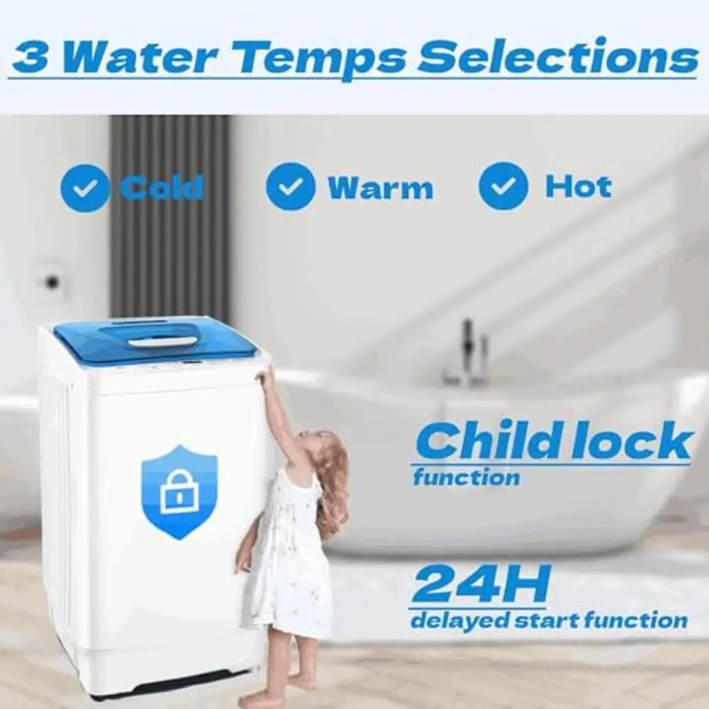 Portable Washing Machine 17.8 Lbs Capacity LED Display 8 Programs Double Inlet Child Lock 2
