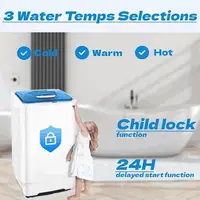 Portable Washing Machine 17.8 Lbs Capacity LED Display 8 Programs Double Inlet Child Lock 2