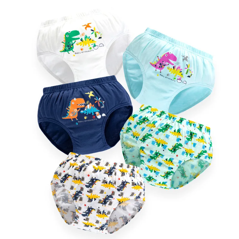 Kids Underwear 5 Pieces Set Boys Knickers Breathable Cotton Children Panties Dinosaur Cartoon Pattern Briefs Boys 2-14 Years boys underwear