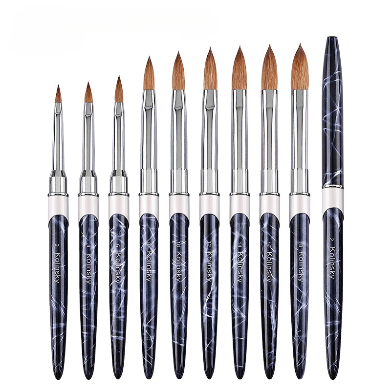 100% Pure Hair Nail Brush Painting Drawing Nail Pens Manicure Tool Kolinsky Acrylic Brush Gel Nail Polish Extension Builder