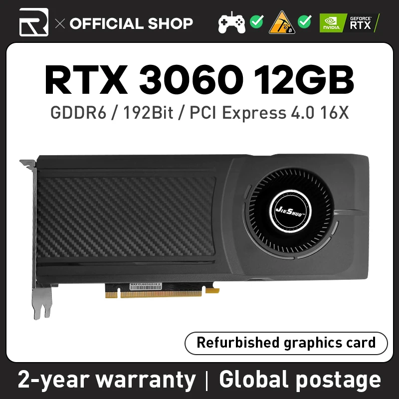 Видеокарта JIESHUO NVIDIA RTX 3060 12 Гб GDDR6 GPU 3060 бит rtx3060 12 Гб для настольных компьютерных видеоигр Office rtx