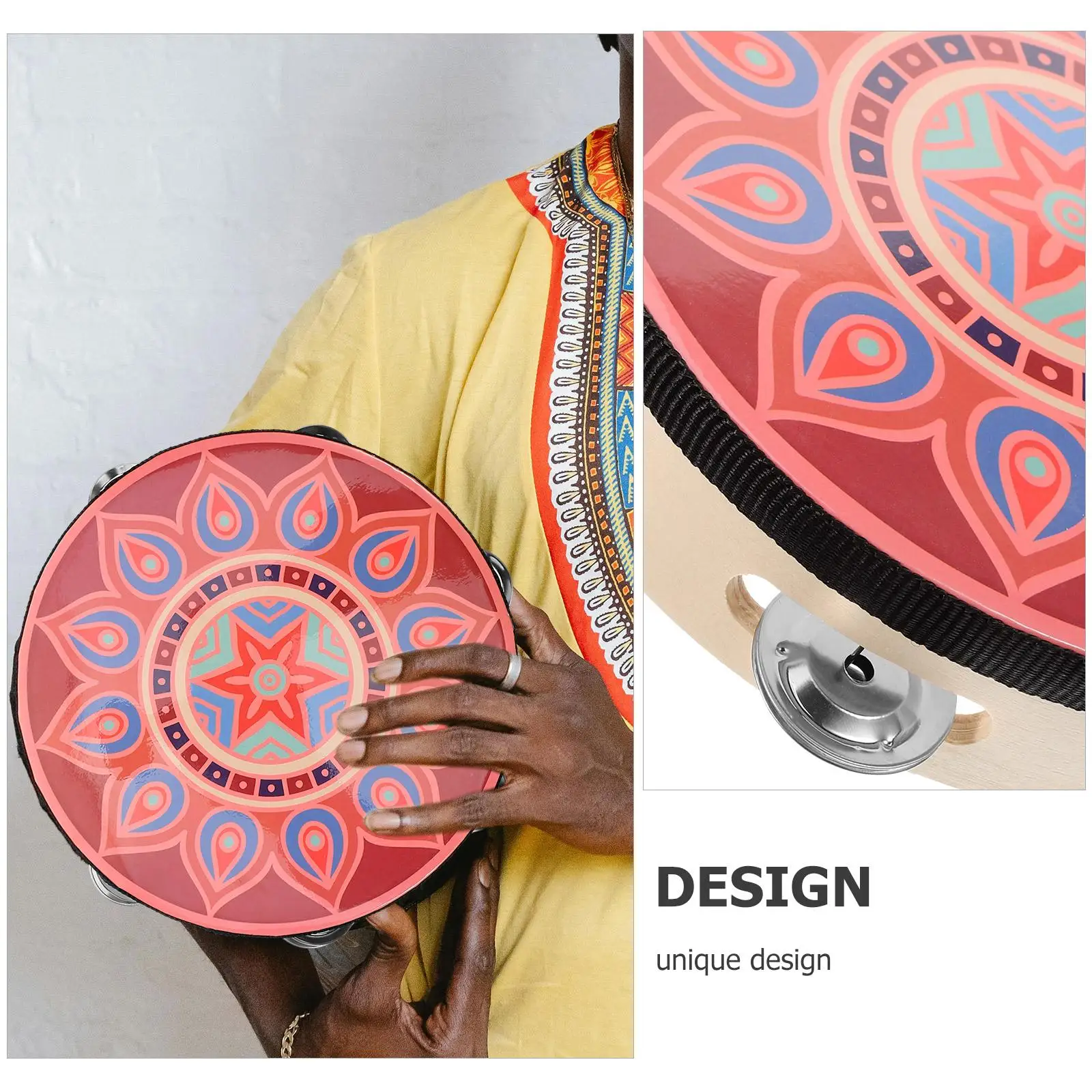 Single Row Sturdy Hand Drum Tambourine Comfortable Grip Adult Percussion Musical Instruments Kids Drum Professional Tambourine
