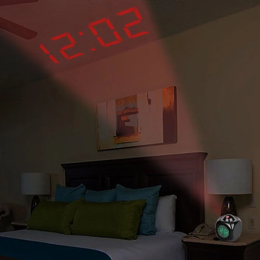 Projection Alarm Clock AAA Battery LED Desk Clock Cute Large Screen Time/Temperature Clock/Sleep Display Project Alarm Clock 3