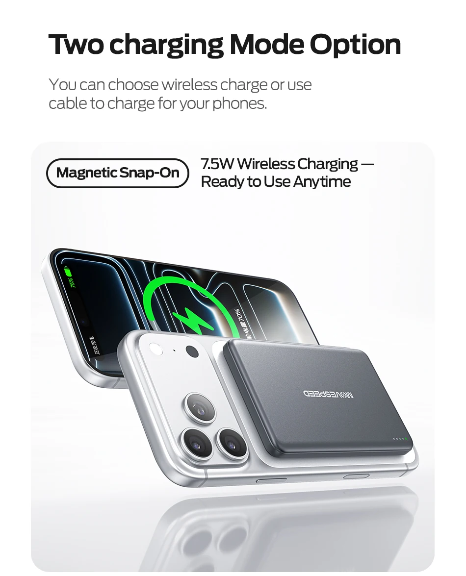 【CCC】MOVESPEED P08 Magnetische Kabellose Ladestation Powerbank 10000mAh Halbfestkörper-Akku für iPhone 17pro 14 15 16 17 – Detail 6