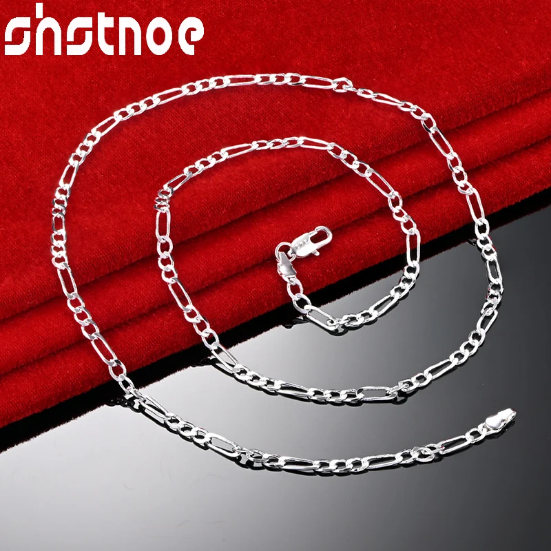 

SHSTONE 925 Sterling Silver 4mm 40-75cm Figaro Chain Cuban Necklace For Man Woman Wedding Accessories Party Fashion Jewelry