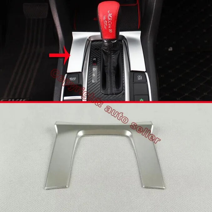 

AT ABS Pearl Chrome Interior Gearshift Knob Trim For Honda Civic 2016 2017 Car Accessories Stickers W4