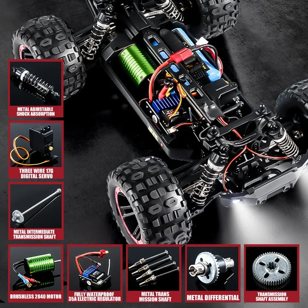 HAIBOXING T10 2105A 75KM/H 1:14 RC Car 4WD Brushless Remote Control Cars High Speed Drift Monster Truck for Adults Children Toys images - 6