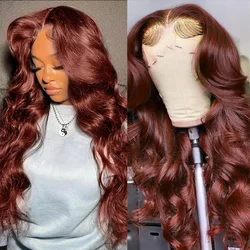 Reddish Brown Body Wave 13x4 13x6 HD Lace Frontal Human Hair Wig Lace Closure Frontal Wig Glueless Human Hair Wigs Pre Plucked