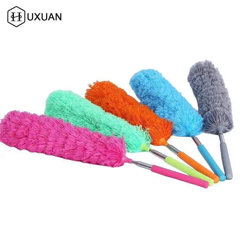

Retractable Duster Stainless Steel Long Handle Dusting Brush Car Household Cleaning Tools Microfiber Dust Chicken Feather