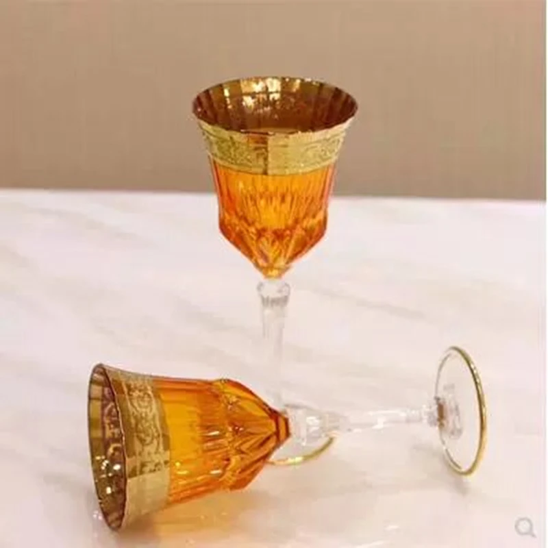 24K Gold Crystal Whiskey Glass, Red Wine Glass, Champagne Colorful Vodka Cups, Luxury Home Bar Party Drinking CZ