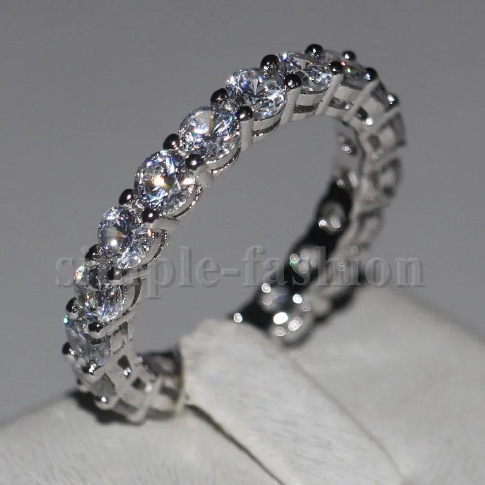 Women Engagement Wedding Ring 925 Sterling Silver AAAAA Zircon Stone Eternity Ring Bands for Women Men
