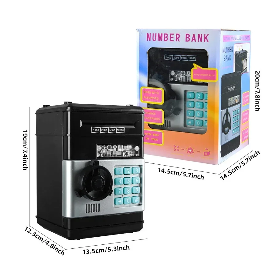 Description Picture 5 of itemChild Gift Electronic Password Money Box Coins Cash Saving Money Box Counter Code Key Lock  Automatic Mini Safe