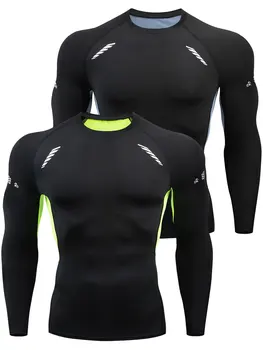 Solid Compression Shirts Men Long Sleeve Athletic Moisture Wicking Baselayer Undershirt Gear Tshirt For Sports Workout 1