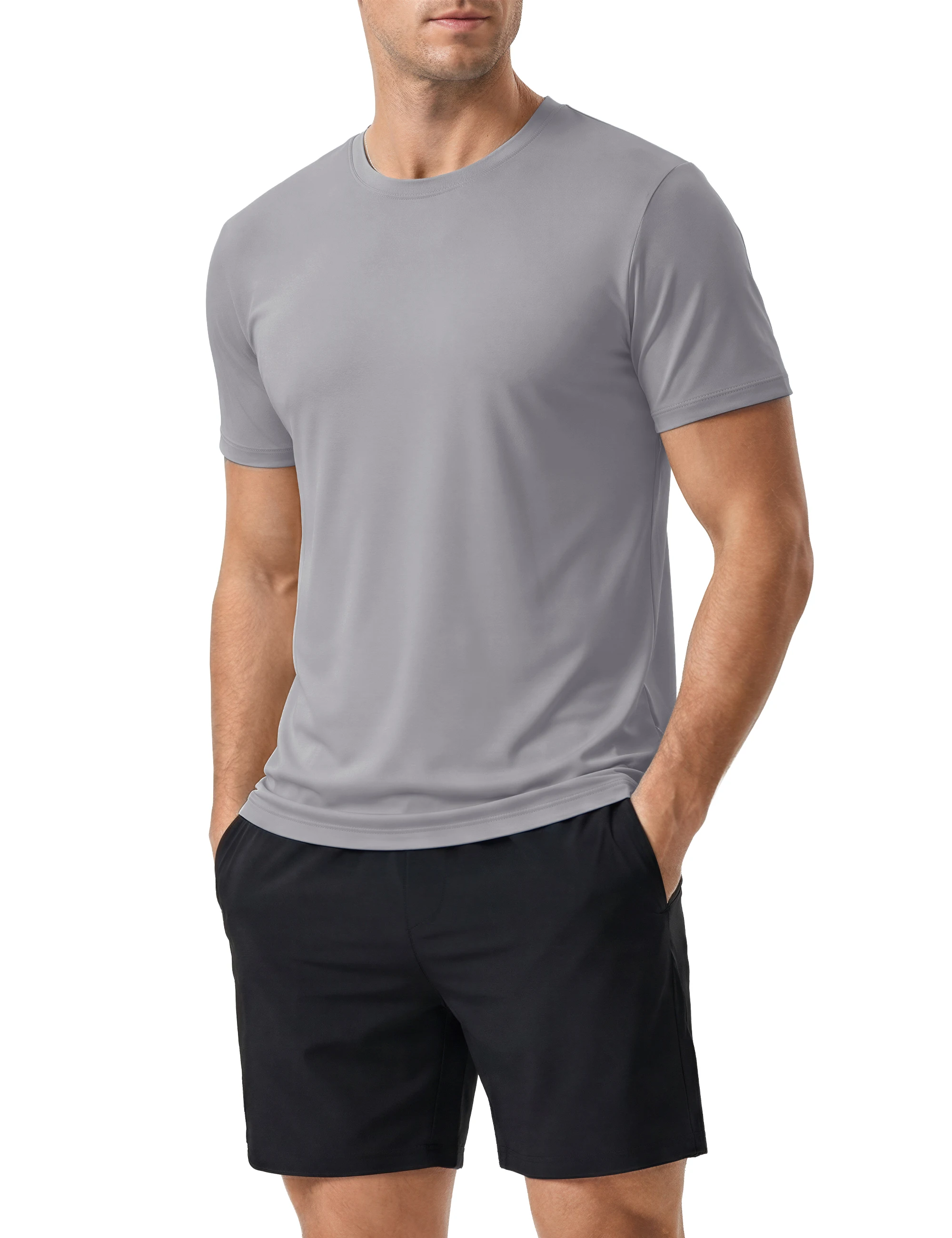 Herren Kurzarm UPF 50+ Shirt Sonnenschutz SPF UV Feuchtigkeitsableitend Leichtgewichtig Schnelltrocknend Schwimm-Rashguard Athletisches Laufshirt