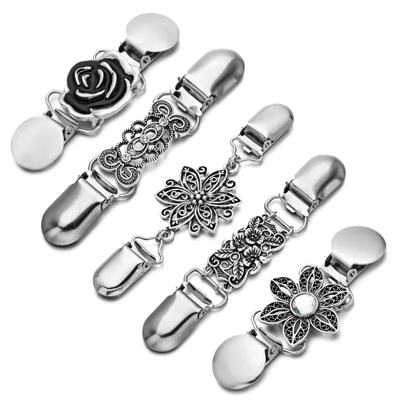 4 Pack Vintage Sweater Clips Cape Cloak Clasp Cardigan Clips Shawl Clasp,  Silver