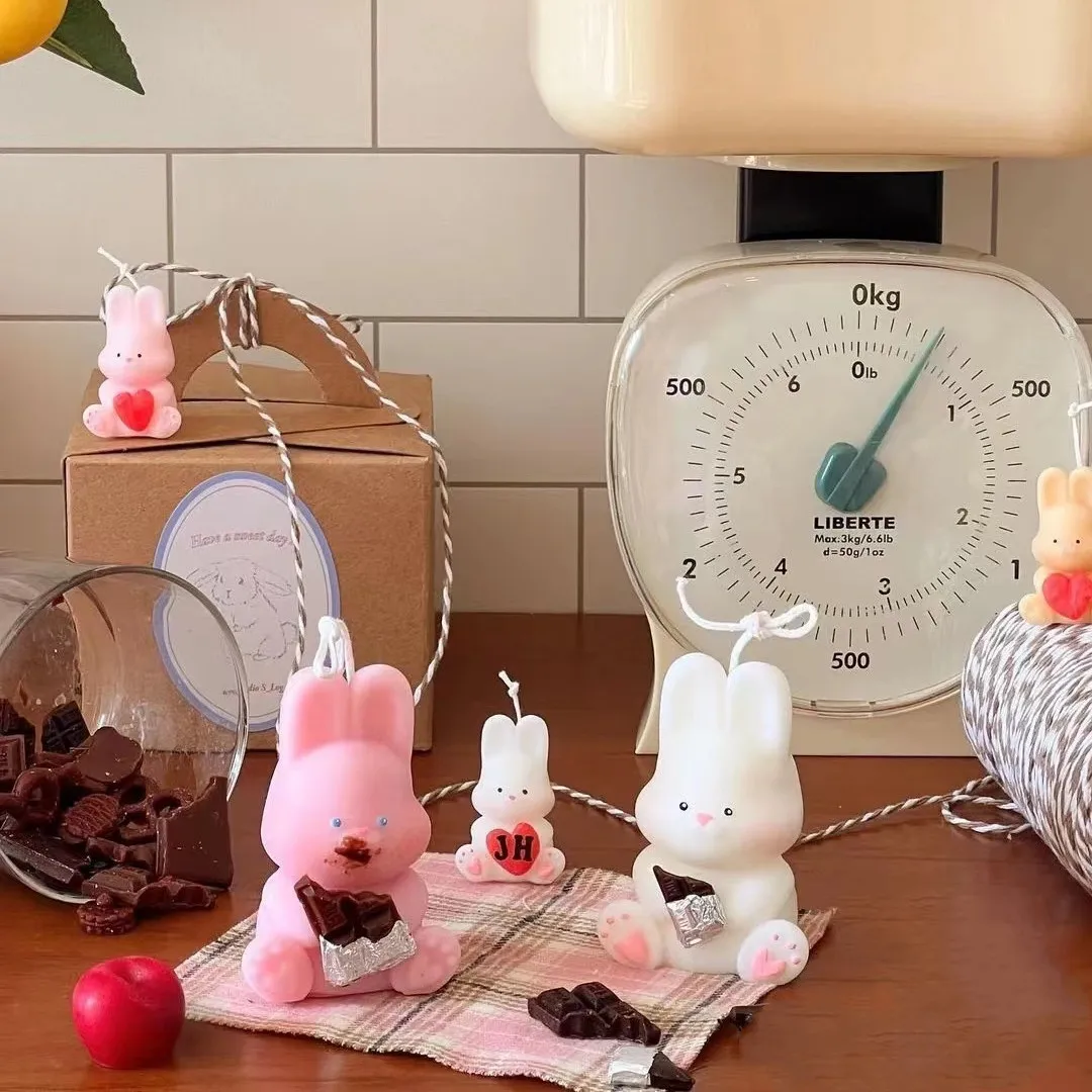 Easter Rabbit Silicone Soap Mold DIY Aromatherapy Plaster Moulds Gluttonous rabbits Silicone Mold Simulation Rabbit