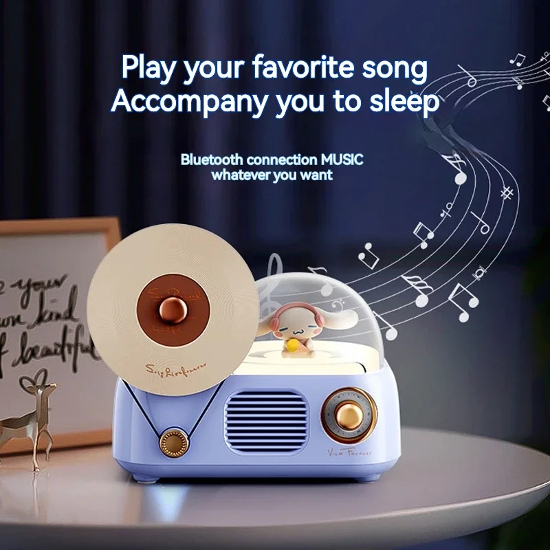 Multifunctional Atmosphere Lamp Vinyl Record Aroma Diffuser Retro HIFI Bluetooth Speaker Cartoon Kawaii Cinnamoroll Gift Speaker