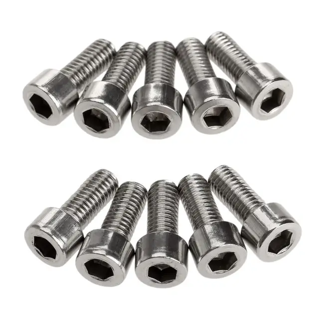 10Pcs Stainless Steel Bicycle Screws for Most Mountain Bike Water Bottle Holder Cages Racks Enhancement M5*12 Hexagon Bolt Screw
