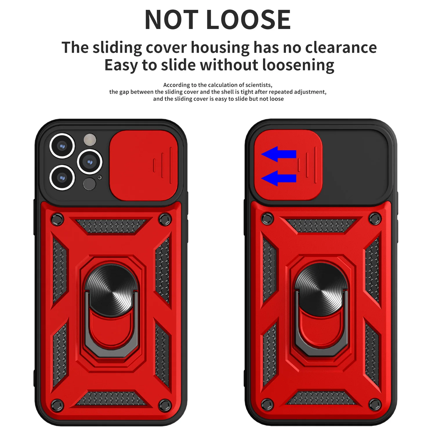 Military Grade Armor Case with Bumpers, Ring Cover, and Slide Camera Lens Protector