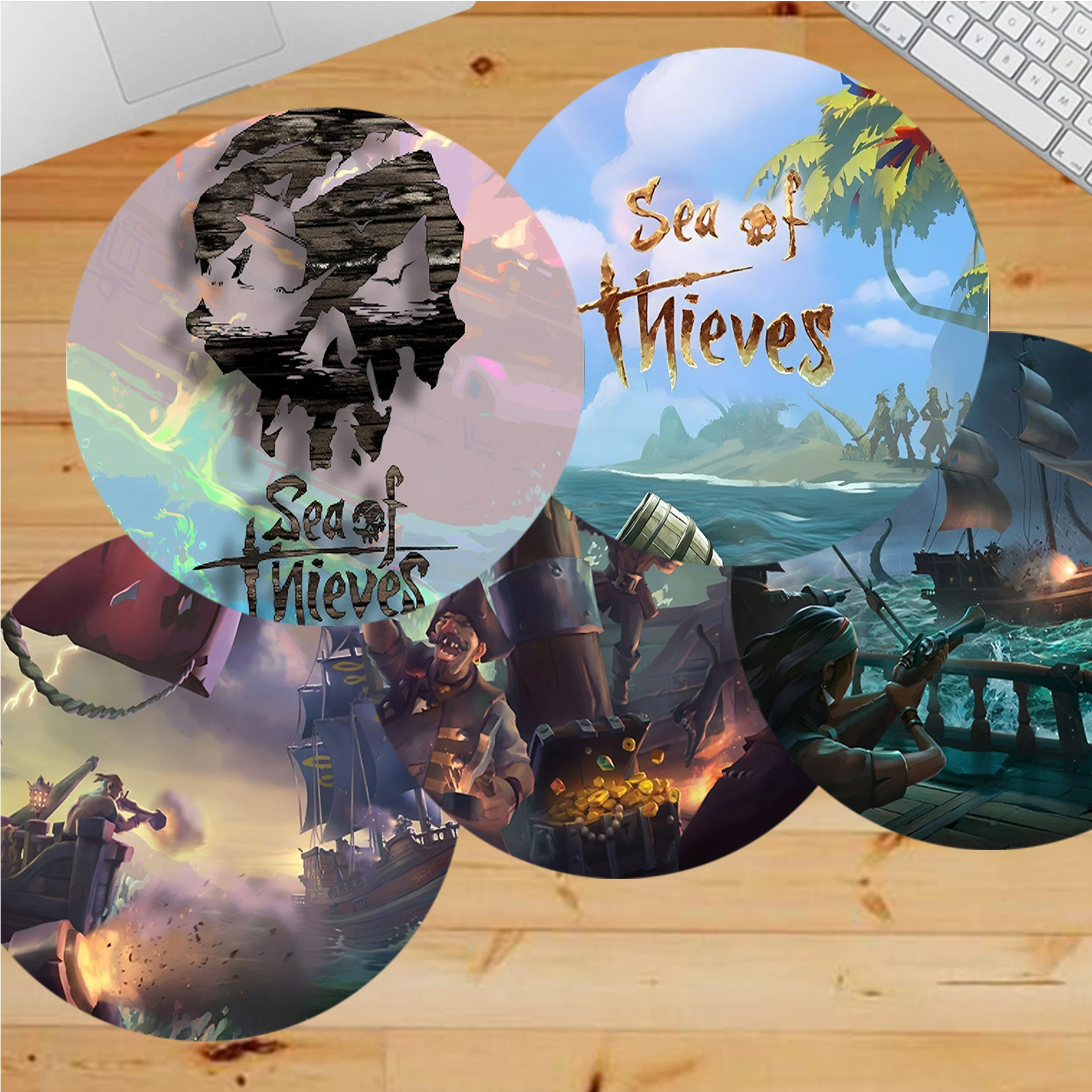 

S-Sea Of T-Thieves Mousepad INS Tide Round Keyboard Mat Table Mat Cabinet Gamer Desktop Mousepad Cup Mats Deskpad Home Decor