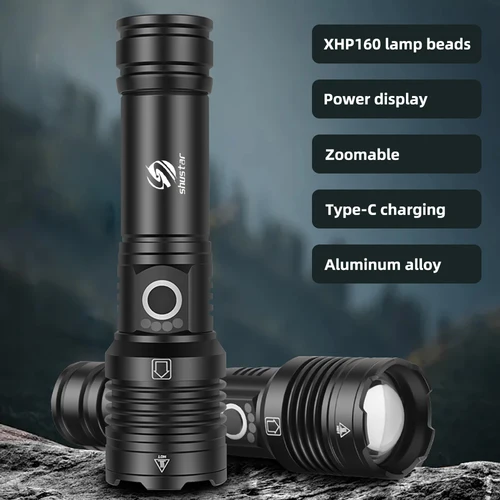 16 코어 XHP160 높은 전원 손전등 LED 토치 랜 턴 알루미늄 합금 전술 손전등 방수 Zoomable 사냥 조명 3