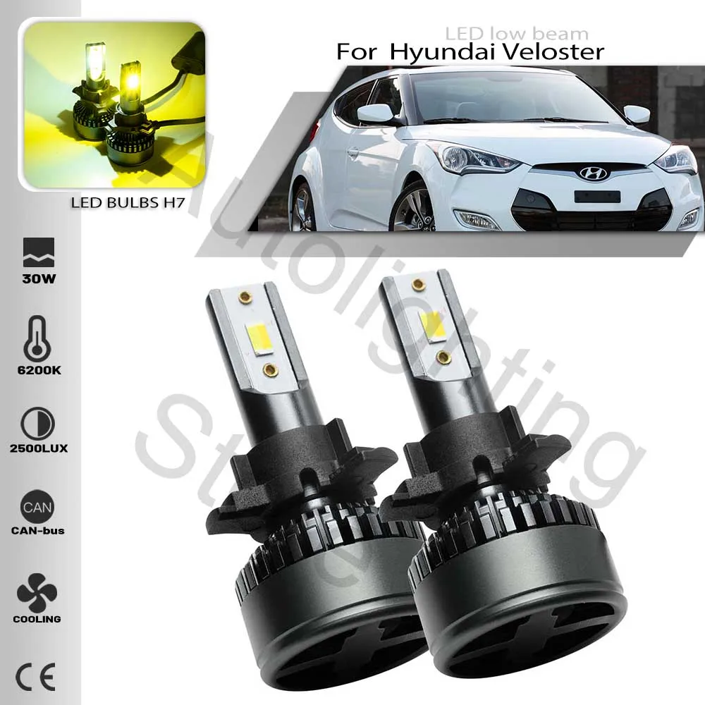 2PCS H7 Dual Color Led headlight Bulbs Car Headlights High Low Beam For