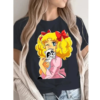 Candy Cartoon Print Streetwear T-shirt Harajuku Clothes Fashion Girls T Shirt Short Sleeve Summer Tee Casual Female O-Neck Top 1
