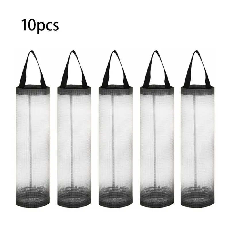 ABNL 10 PCS 가정용 식료품 가방 홀더 벽걸이형 보관 디스펜서 주방 정리함 걸이형 랩 가방 블랙