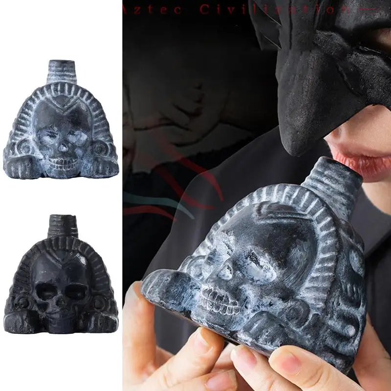 New Authentic Aztec Whistle Loud Spookys Aztec Scary Death Whistle Realistic Human Screaming Ghost War Skull Head