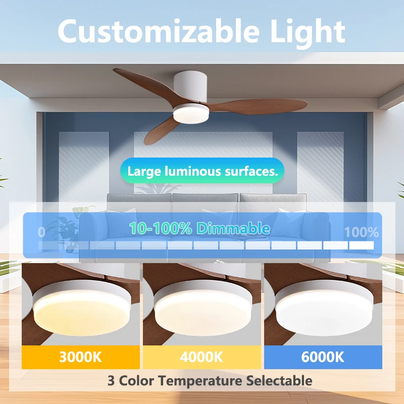 Ceiling Fan Light Three Blades Dimming Functionality APP-controlled Low Noise led ceiling fan lights led fan light ceiling fan