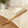 Wave Handle Beech Wood Clothes Brush White Horse Hair Household Cleaning Brush Anti-Static CleanLaundry Cleaning Brush Tool 1