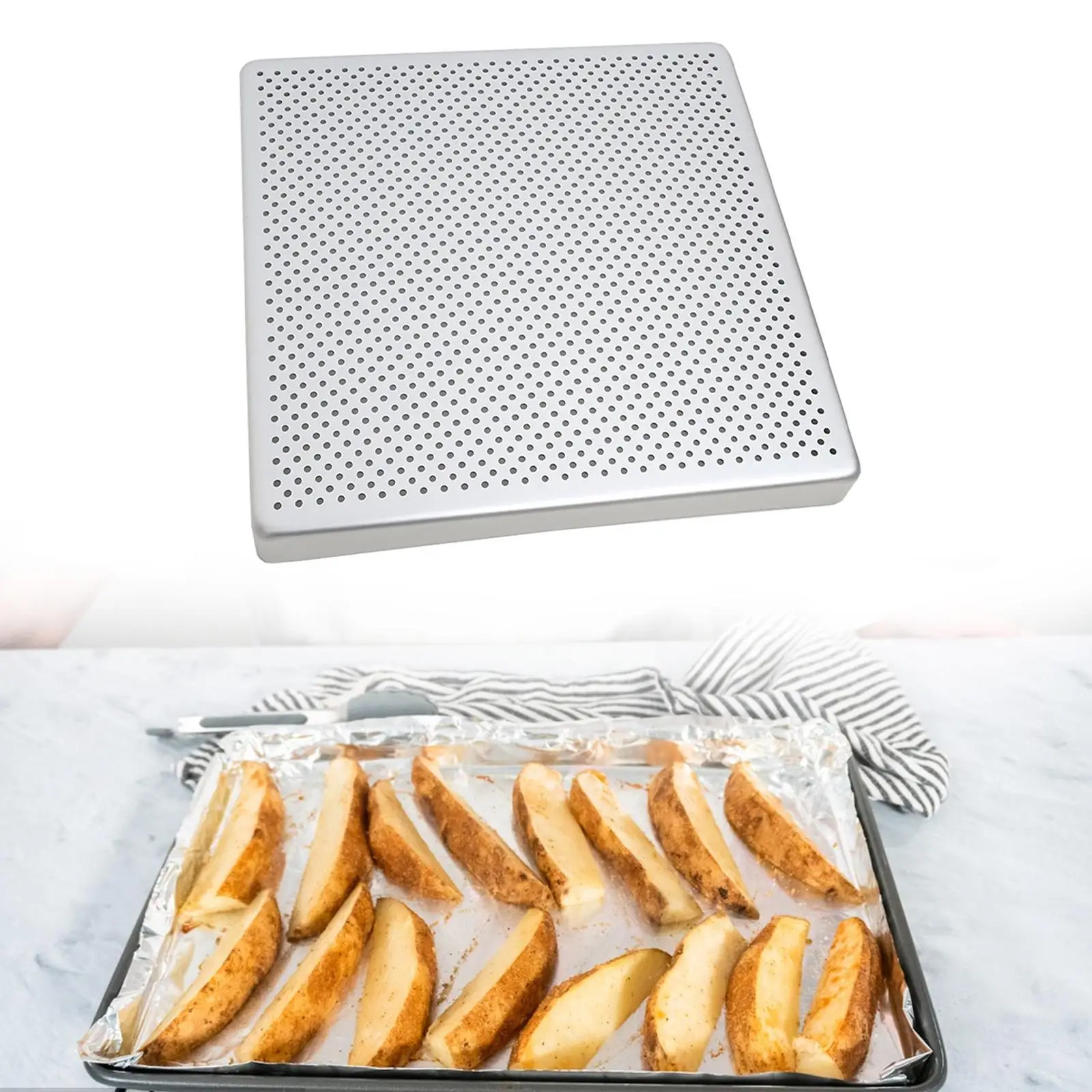 2 Teglie Da Forno Perforate Antiaderenti - 40x30 Cm, Alluminio, Per Pasta Sfoglia, Millefeuille, Carne E Dolci